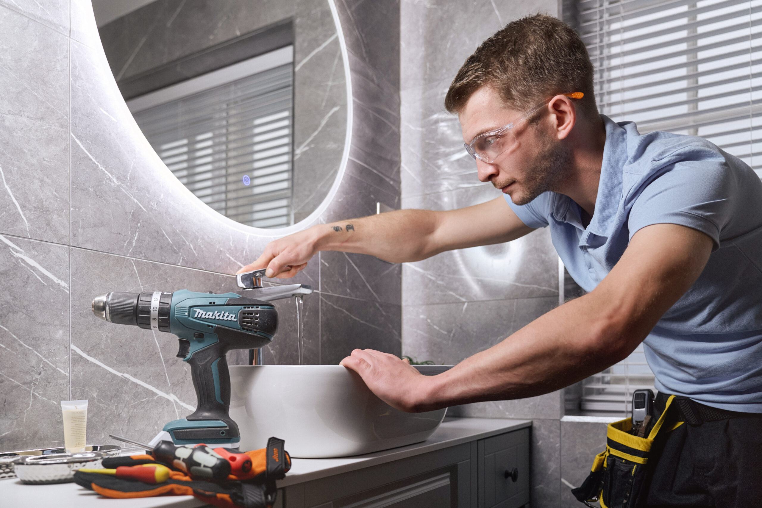 Contractor carrying out a maintenance repair